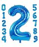 FI - FLICK IN 1 Pc Big Size Number 2 Foil Balloon 32 Inch Large Blue Number Foil Balloon 0 to 9 Number Balloons for Decoration 2nd Birthday Anniversary Decoration Items (Pack of 1, Blue)