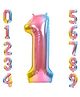 FI - FLICK IN 1 Pc Big Size Number 1 Foil Balloon 32 Inch Large Rainbow Number Foil Balloon Gradient 0 to 9 Number Balloons for Decoration 1st Birthday Decoration Items (Pack of 1, Rainbow)