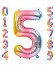 FI - FLICK IN 1 Pc Big Size Number 5 Foil Balloon 32 Inch Large Rainbow Number Foil Balloon Gradient 0 to 9 Number Balloons for Decoration 5th Birthday Decoration Items (Pack of 1, Rainbow)