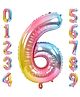 FI - FLICK IN 1 Pc Big Size Number 6 Foil Balloon 32 Inch Large Rainbow Number Foil Balloon Gradient 0 to 9 Number Balloons for Decoration 6th Birthday Decoration Items (Pack of 1, Rainbow)
