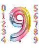 FI - FLICK IN 1 Pc Big Size Number 9 Foil Balloon 32 Inch Large Rainbow Number Foil Balloon Gradient 0 to 9 Number Balloons for Decoration 9th Birthday Decoration Items (Pack of 1, Rainbow)