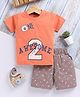 TOONYPORT Cotton Knit Half Sleeves Awesome Text Printed Tee & Shorts Set - Orange