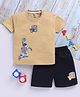 TOONYPORT Cotton Knit Half Sleeves Astronaut Printed Tee & Shorts Set - Beige