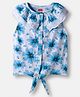 Babyhug 100% Cotton Knit Sleeveless Knotted Top with Floral Print & Frill Detailing - Blue