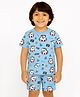 Tiny Hugs Cotton Knit Half Sleeves Shark Printed Tee & Coordinating Shorts Set - Blue