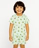 Tiny Hugs Cotton Knit Half Sleeves Avacado Printed Tee & Coordinating Shorts Set - Green