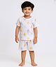 Tiny Hugs Cotton Knit Half Sleeves Boat Printed Tee & Coordinating Shorts Set - White