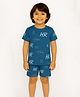 Tiny Hugs Cotton Knit Half Sleeves Typography Printed Tee & Coordinating Shorts Set - Blue