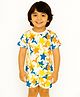 Tiny Hugs Cotton Knit Half Sleeves Stars Printed Tee & Coordinating Shorts Set - White