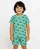 Tiny Hugs Cotton Knit Half Sleeves Excavator Printed Tee & Coordinating Shorts Set - Blue
