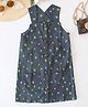 Qvink Cotton Woven Sleeveless Lemons Printed Dress - Navy Blue