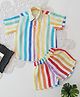 Qvink Cotton Woven Half Sleeves Striped Shirt & Coordinating Shorts Set - Multi Colour