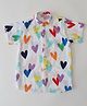 Qvink Cotton Woven Half Sleeves Hearts Printed Shirt - White