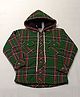 Noddy Cotton Full Sleeves Tartan Checked Hooded Zipper Jacket With Sherpa Lining - Green