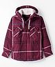 Noddy Full Sleeves Checked Hooded Jacket With Sherpa Lining - Maroon