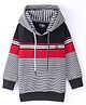 Noddy Knitted Full Sleeves Striped Sweatshirt Hoodie - Black