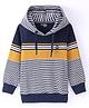 Noddy Knitted Full Sleeves Striped Sweatshirt Hoodie - Navy