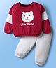 Doodle Poodle 100% Cotton Knit Raglan Sleeves T-Shirt & Lounge Pant Set With Animal Print & Cut & Sew Design - Maroon