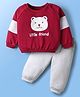 Doodle Poodle 100% Cotton Knit Raglan Sleeves T-Shirt & Lounge Pant Set With Animal Print & Cut & Sew Design - Maroon