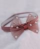 BABY Charm Bow Applique Detailed Pearls Embellished Headband - Brown