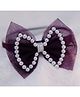 BABY Charm Pearls Embellished Double Bow Applique Detailed Headband - Wine