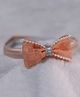 BABY Charm Bow Applique Detailed Pearls Embellished Checked Headband - Peach