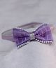 BABY Charm Bow Applique Detailed Pearls Embellished Checked Headband - Purple