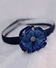 BABY Charm Floral Applique Detailed Stones Embellished Headband - Navy Blue