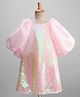 Primo Gino Woven Flounce Sleeves Party Dress With Sequin Detailing - Pink
