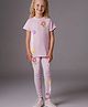 Cherry Crumble By Nitt Hyman Knit Half Sleeves Floral Printed Coordinating Tee & Pajama Set - Pink