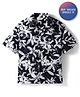 Primo Gino 100% Rayon Woven Half Sleeve Drop Shoulder Shirt with Floral Print - Black