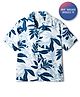 Primo Gino 100% Woven Half Sleeves Resort Collar Drop Shoulder Shirt with Tropical Theme Print - White
