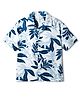 Primo Gino 100% Woven Half Sleeves Resort Collar Drop Shoulder Shirt with Tropical Theme Print - White