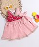 Many Frocks & chanderi sleeveless lace embellished overlapping koti Onam ethnic dress- pink
