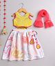Many frocks & Chanderi Woven Sleeveless Floral Printed Gota Lace Embellished Lehenga Choli With Dupatta Set - Pink & Yellow