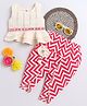 Many Frocks & cotton sleeveless gota patti embellished  Navratri top & dhoti set - Cream & Red