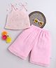 Many frocks & Woven Sleeveless Floral Applique Detailed Sequins Embellished Top & Palazzo Set - Pink