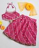 Many frocks & Woven Sleeveless Bandhani Designed Gota Lace Embellished Lehenga Choli With Dupatta Set - Pink