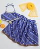 Many Frocks &  sleeveless bandhani Navratri choli lengha dupatta set - Blue