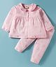 Zero Sinker Knit Full Sleeves Co-ords Night Suit With Animal Print - Pink