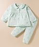 Zero Sinker Knit Full Sleeves Co-ords Night Suit With Animal Print - Sea Green