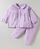 Zero Sinker Knit Full Sleeves Co-ords Night Suit With Animal Print - Lilac
