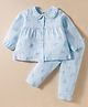 Zero Sinker Knit Full Sleeves Co-ords Night Suit With Animal Print - Light Blue
