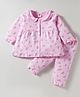 Zero Sinker Knit Full Sleeves Co-ords Night Suit With Floral Print - Pink