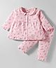 Zero Sinker Knit Full Sleeves Co-ords Night Suit With Floral Print - Light Pink