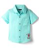 INFINITY Cotton Woven Half Sleeves 9 Number Printed Shirt - Aqua Blue