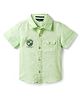 INFINITY Cotton Woven Half Sleeves 05 Number Printed Slub Shirt - Light Green