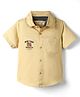 INFINITY Cotton Woven Half Sleeves New York Printed Text Shirt - Beige