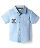 INFINITY Cotton Woven Half Sleeves New York Printed Text Shirt - Blue