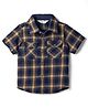 INFINITY Cotton Woven Half Sleeves Tartan Checked Shirt - Navy Blue & Mustard